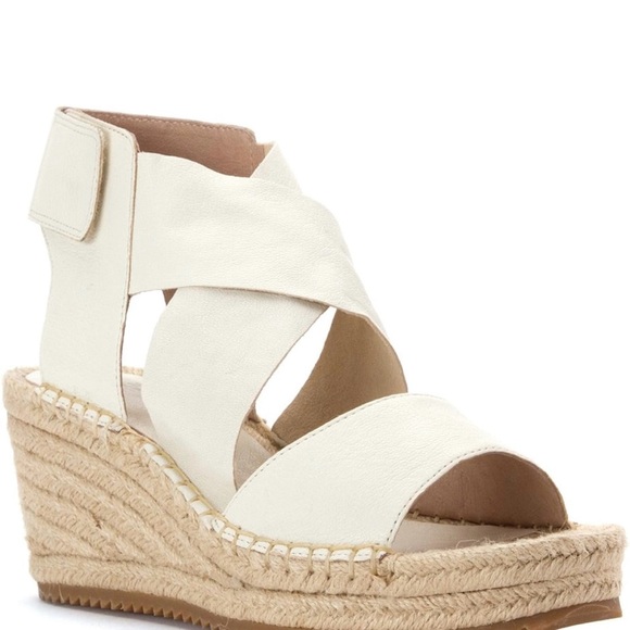 Eileen Fisher Shoes - Eileen Fisher Off-White Leather Espadrille Wedge Sandal